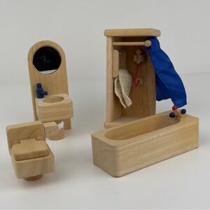 Wooden Dollhouse Bathroom Set 1:12 Tub Sink Toilet Shower Ryan’s Room